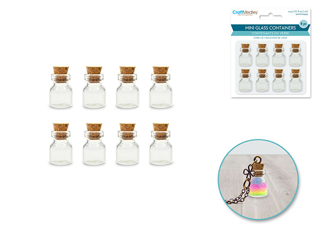 Mini Glass Bottles with Cork Lids, 8 Pack