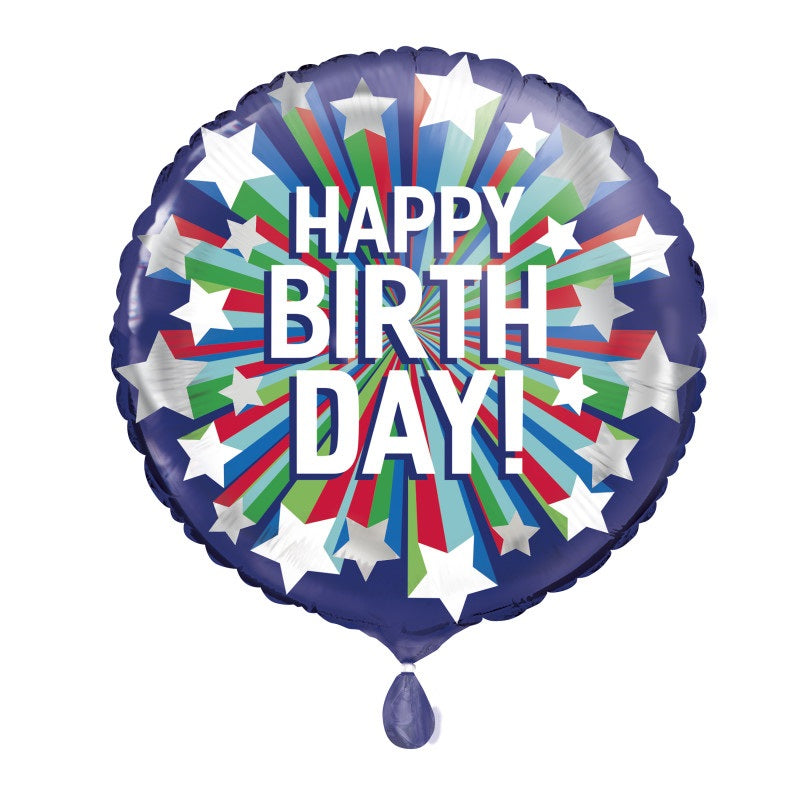 Shooting Star Happy Birthday Round Foil Balloon 18"