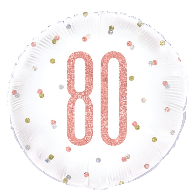 Birthday Rose Gold Glitz Number 80 Foil Balloon 18"