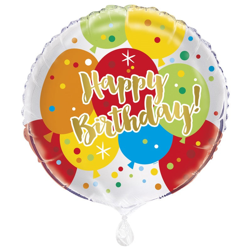 Glitzy Gold Birthday Round Foil Balloon 18"