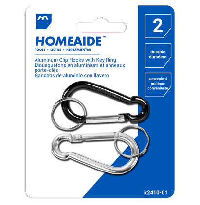 Aluminum Clip Hook Key Chain, 2-Pack