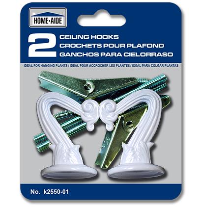 White Ceiling Hooks, 2 Pack