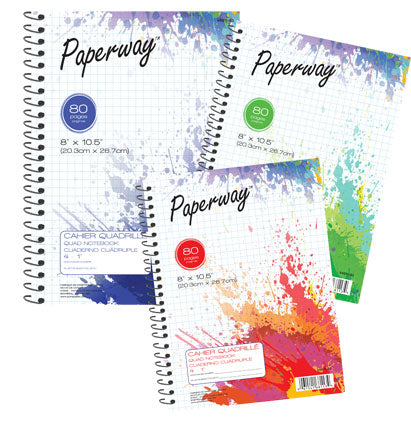 Quad Notebook, 80 Sheets, 8" x 10.5"