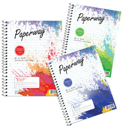 3-Subject Spiral Notebook, 8" x 10.5", 250 Sheets