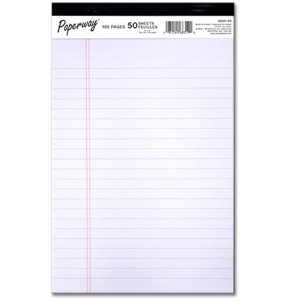 White Legal Pad, 5" x 8", 50 Sheets
