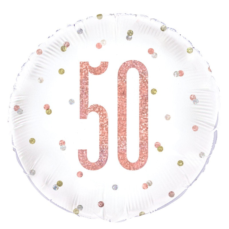 Birthday Rose Gold Glitz Number 50 Foil Balloon 18"