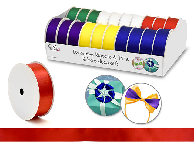 Poly-Satin Ribbon 1" x 3yd Rolls, 20pcs