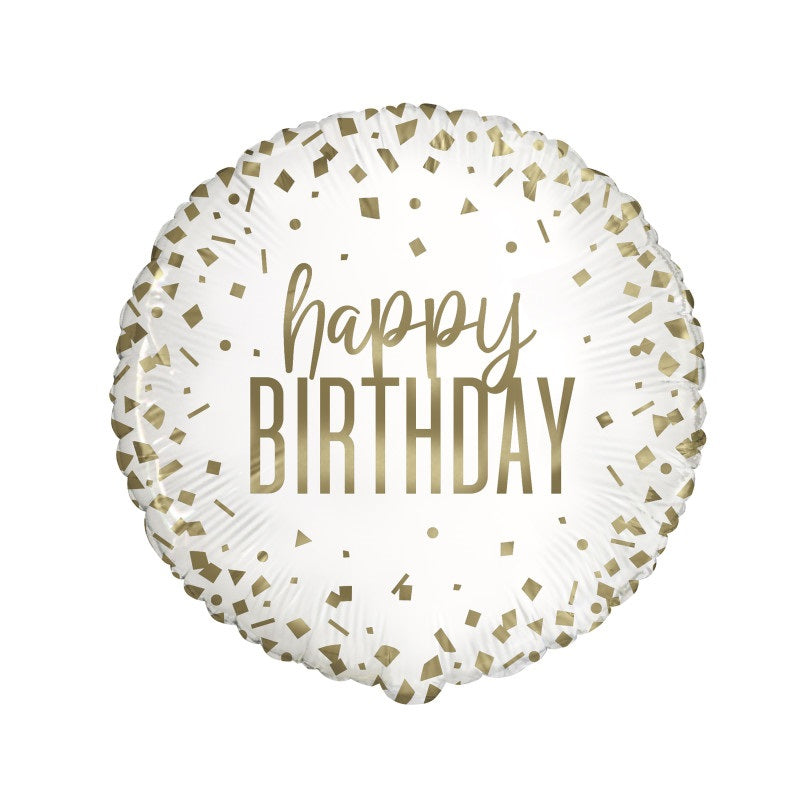 Confetti Gold Birthday Round Foil Balloon 18"