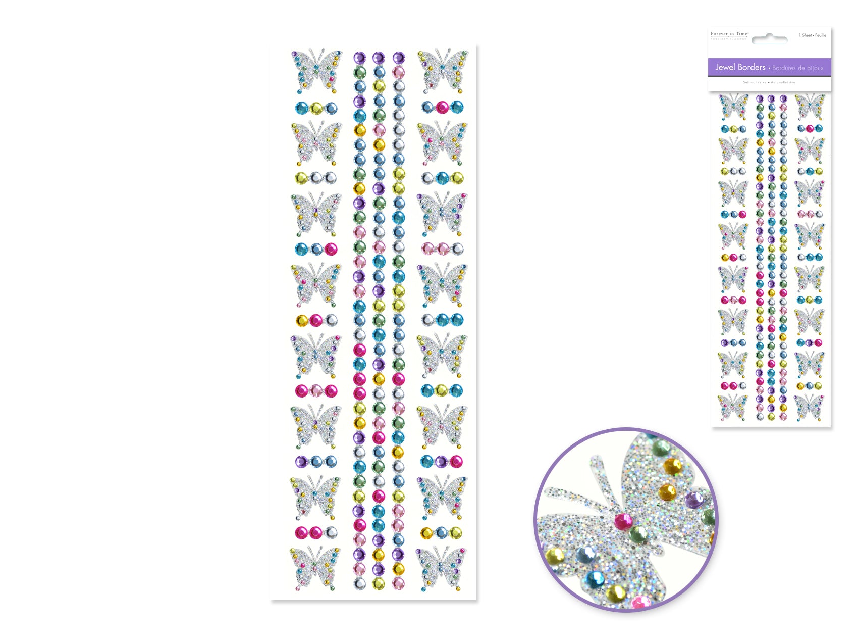 10cmx27cm Jewel Borders Paper Craft Sticker: Butterfly Medley Edition