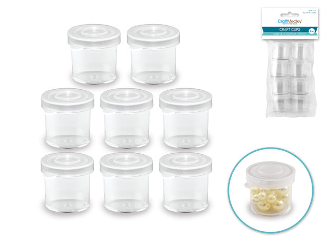 10ml Craft Storage Cups with Lids, Set of 8 for Craft/Bead Storage