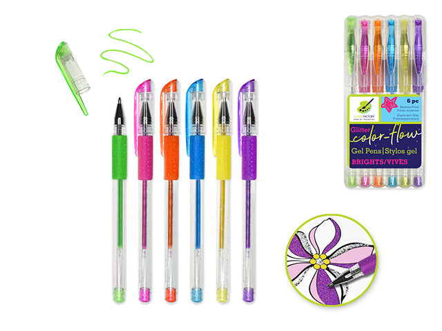 Color Factory Tool: Premium 'Living In Color' Brights Color-Flow Glitter Gel Pen