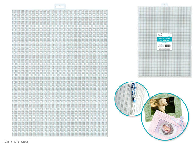 Clear 7-Mesh Plastic Canvas Measuring 10.5"x13.5"