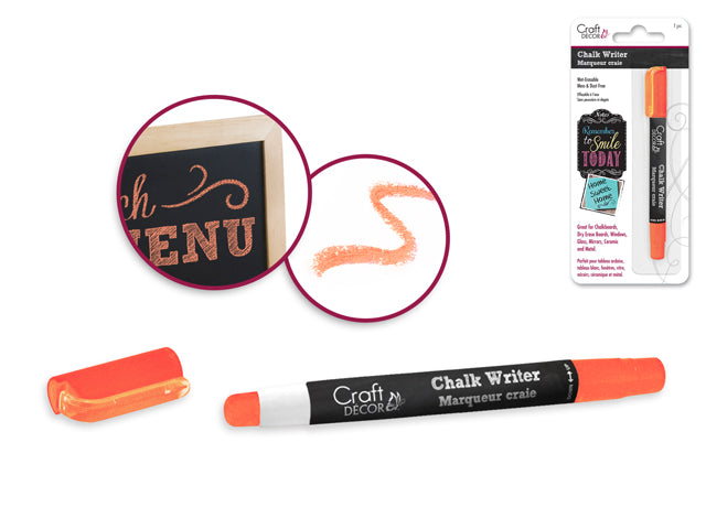 Craft Decor Neon Orange Chalk Writer in Blister Card Packaging