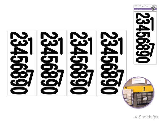 3" Biggie Fonts Paper Craft Sticker: 4 Sheets of Black Numbers