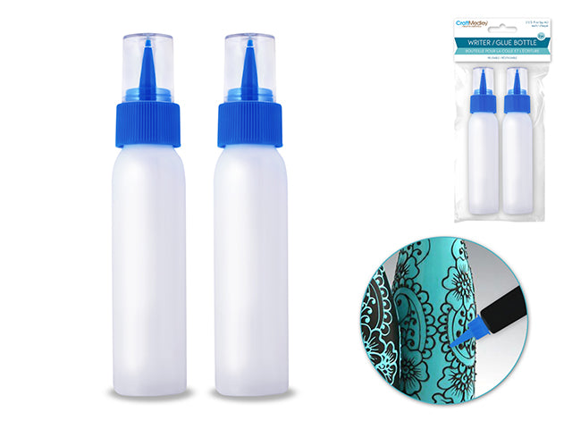2oz (59ml) Reusable Plastic Writer/Glue Bottles, Set of 2