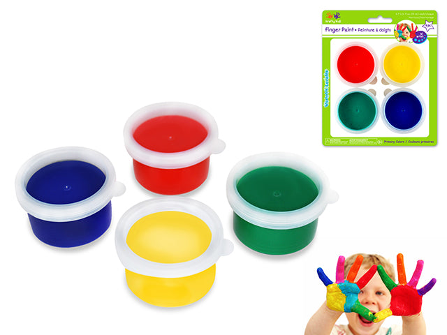 Krafty Kids Assorted Primary Colors Fingerpaint Tubs, Set of 4, 80ml Each