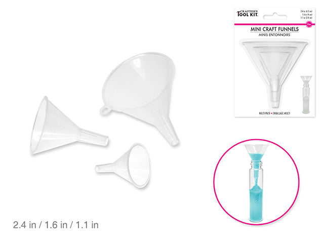 Crafter's Toolkit: Assorted Sizes of Mini Craft Funnels, Pack of 3
