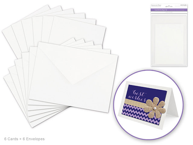 A6 White Cardmaking Set: 4.5"x6" Cards and Envelopes, 6 Sets
