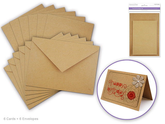 A6 Kraft Natural Cardmaking Set, 4.5"x6" Cards with Envelopes, 6 Sets