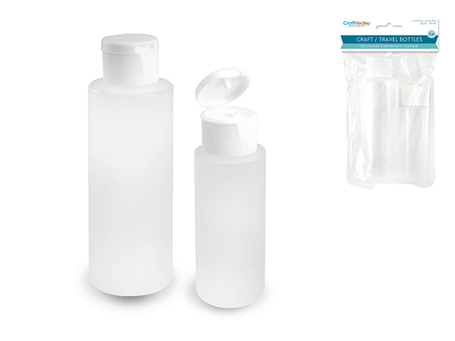 2oz and 4oz Semi-Transparent Plastic Bottles with Flip-Top Lid, Pack of 2