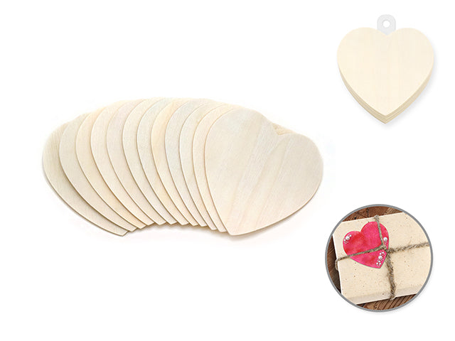 Wood Craft: 8cm Wood Shapes x12 E) Heart