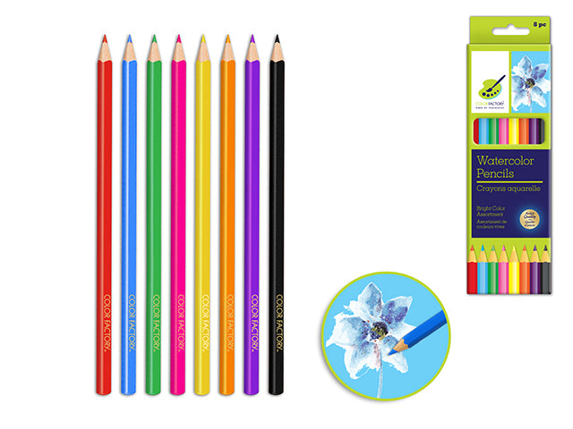 Color Factory Tool: Premium 3.0mm Watercolor Pencils, Set of 8