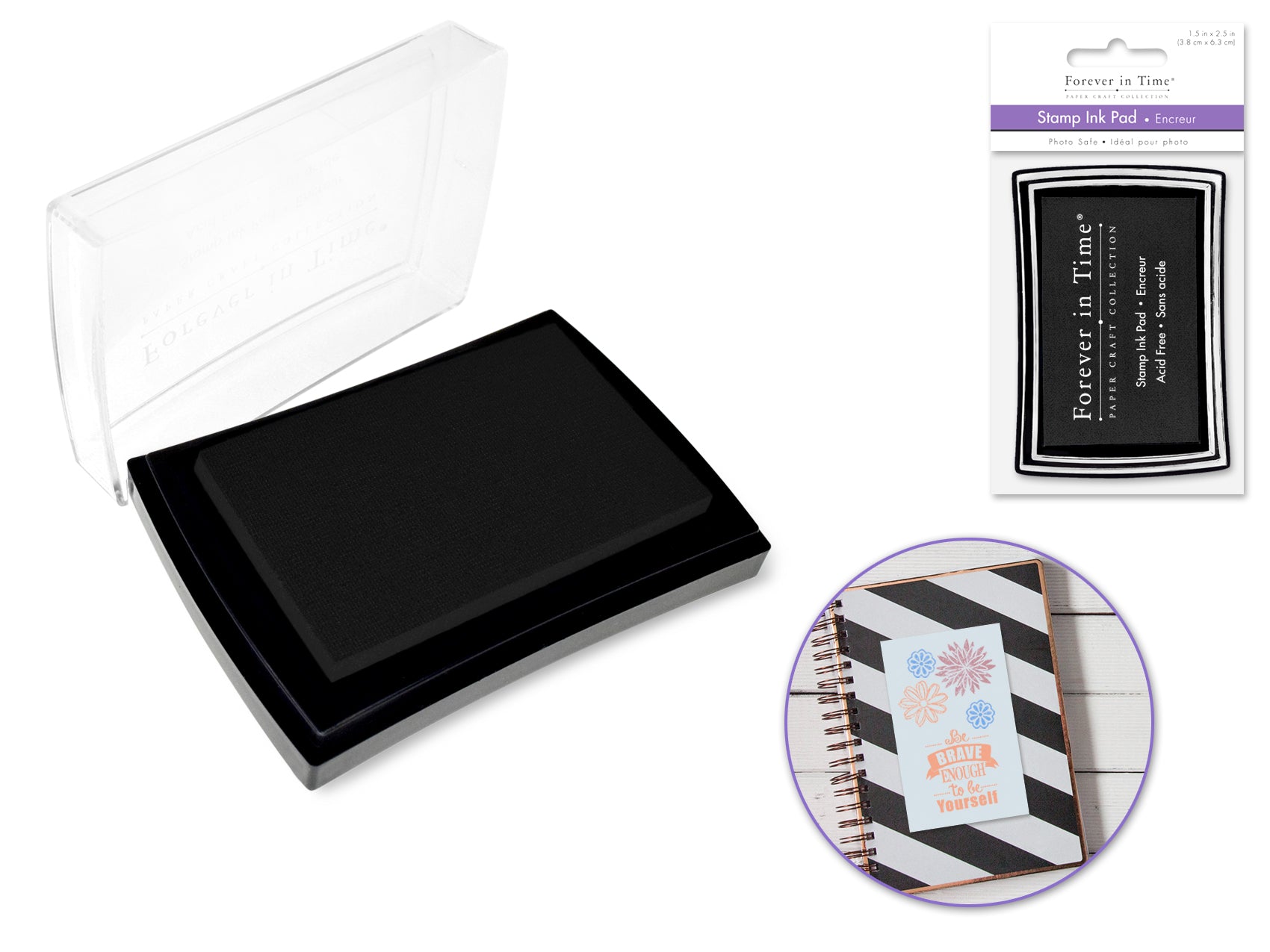 Black Pigment Solid Color Acid-Free Stamp Ink Pad, 1.5"x2.5"