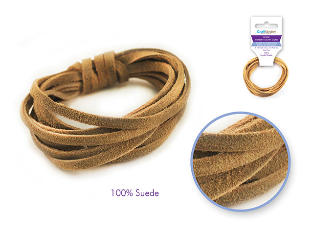 100% Suede 3mm Flat Jewelry/Craft Cord, 2m, Natural Color