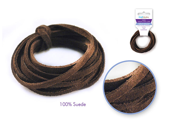 100% Suede 3mm Flat Jewelry/Craft Cord, 2m, Dark Brown
