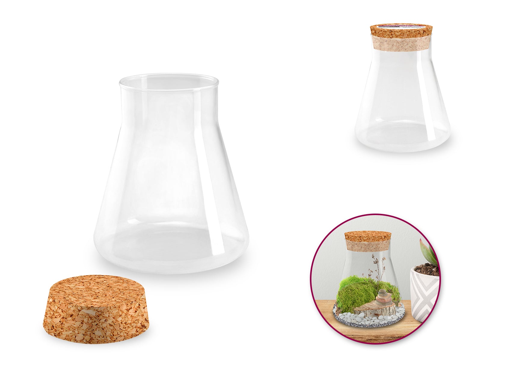 Craft Decor: DIY Beaker Clear Glass with Cork Stopper, 10x12cm