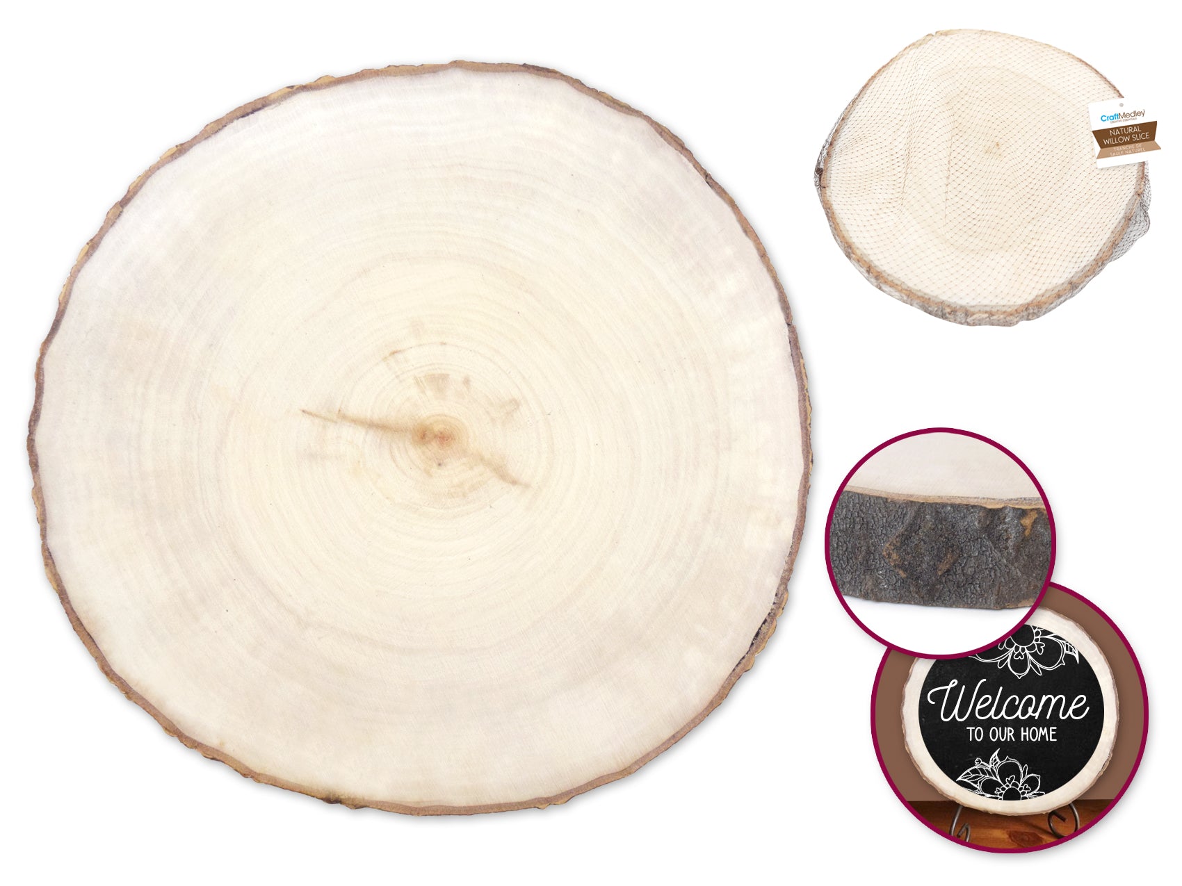 Craftwood: 23cm-25cm Natural Willow Slice 2cm(T)