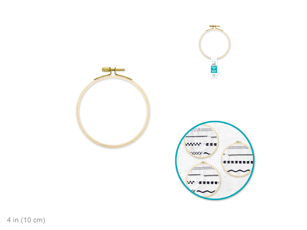Needlecrafters: 4-Inch Embroidery Hoop with Brass Clamp