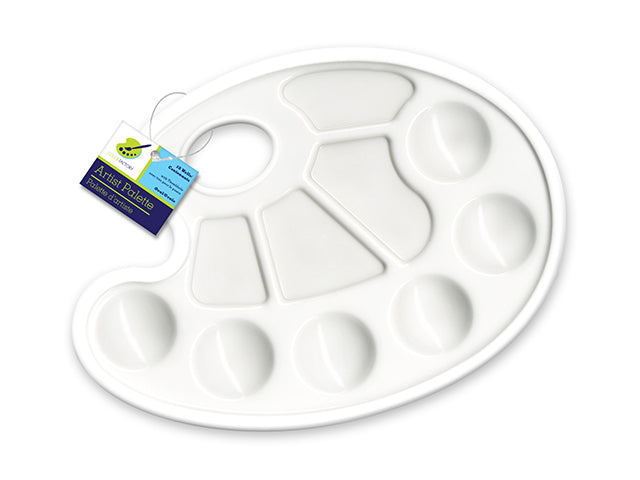 Color Factory Paint Palette: Plastic Oval 10-Well with Thumbhole, 7"x9"