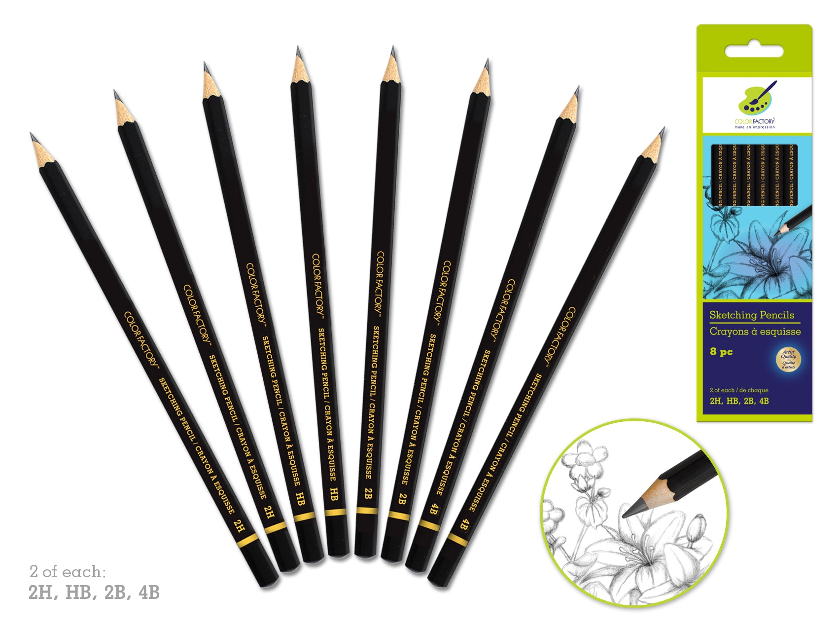 Color Factory Tool: Assorted Sketching Pencils, Set of 8