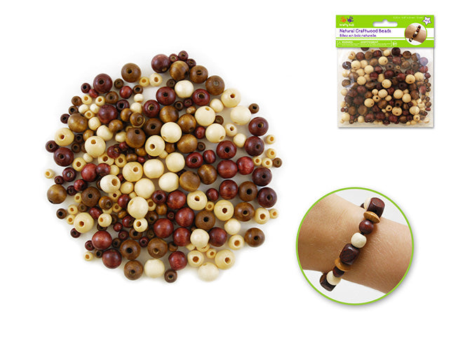 Craftwood Natural Beads 40g Assorted Sizes: Round Medley