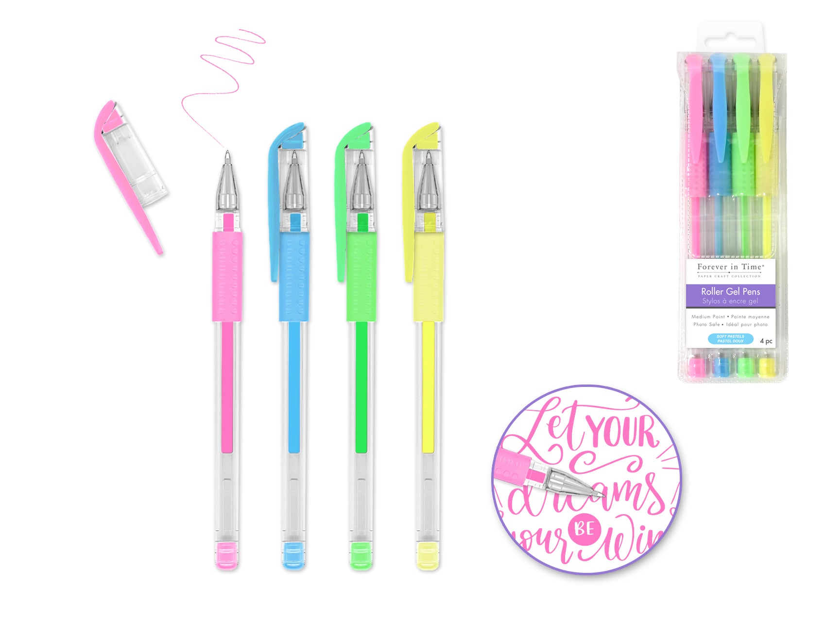 Acid-Free, Photo-Safe Soft Pastel Scrapbook Gel Pens, Pack of 4, Assorted Colors