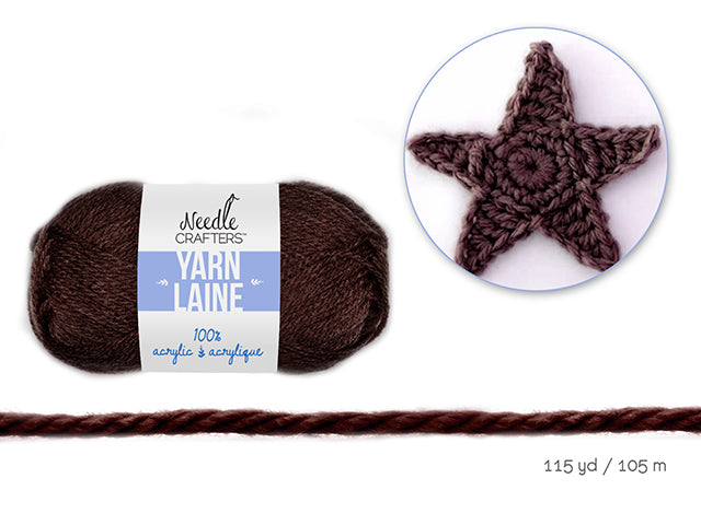 Needlecrafters' 50g Standard Ball of Acrylic Yarn, Dyed Dark Brown