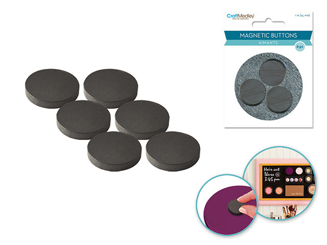 25mm Magnetic Buttons, 6 Pieces per Pack, with Mirror