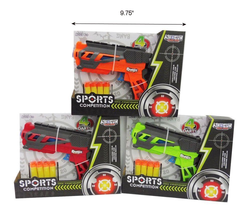 Air Gun Set, Includes 4 Suction Bullets, Available in 3 Assorted Colors, Open Box