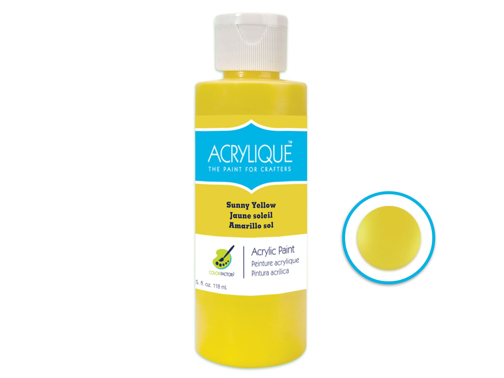 Color Factory: 4oz Acrylic Paint, Crafter's 110 Sunny Yellow