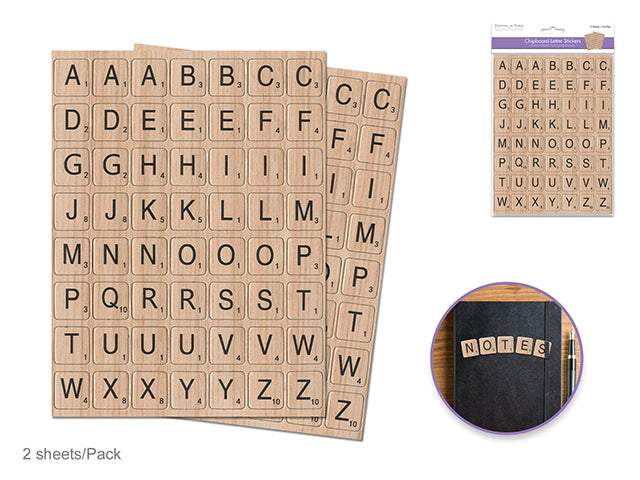 15x20cm Paper Craft Stickers: Chipboard Letters x112 (2x2cm), 2 Sheets