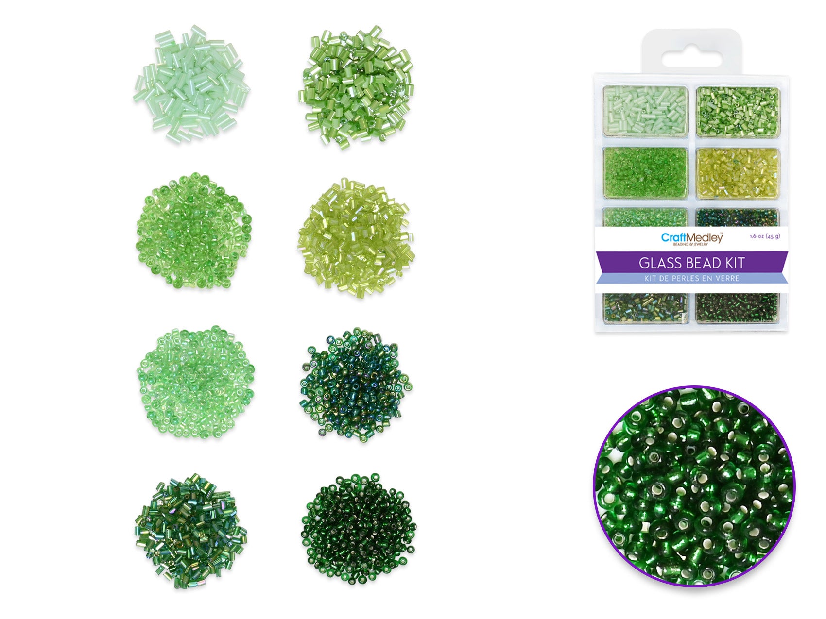 the ULTIMIX D) Going Green Glass Bead Kit: Rocailles, Seed Beads, and Bugles 45g