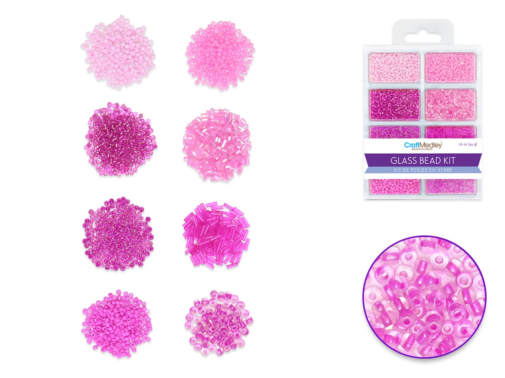 the ULTIMIX E) Blush Glass Bead Kit: Rocailles, Seed Beads, and Bugles 45g