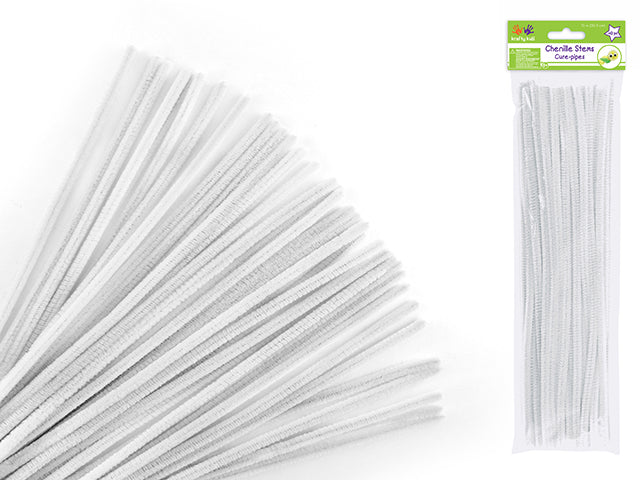 Chenille Stems: 40-Pack White Pipe Cleaners, 6mmx30cm