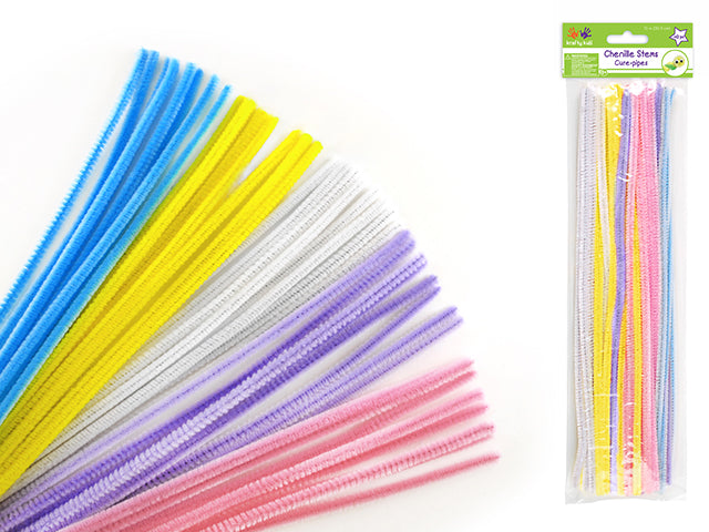 Chenille Stems: 40-Pack of 6mmx30cm Pipe Cleaners in Pastel Mix