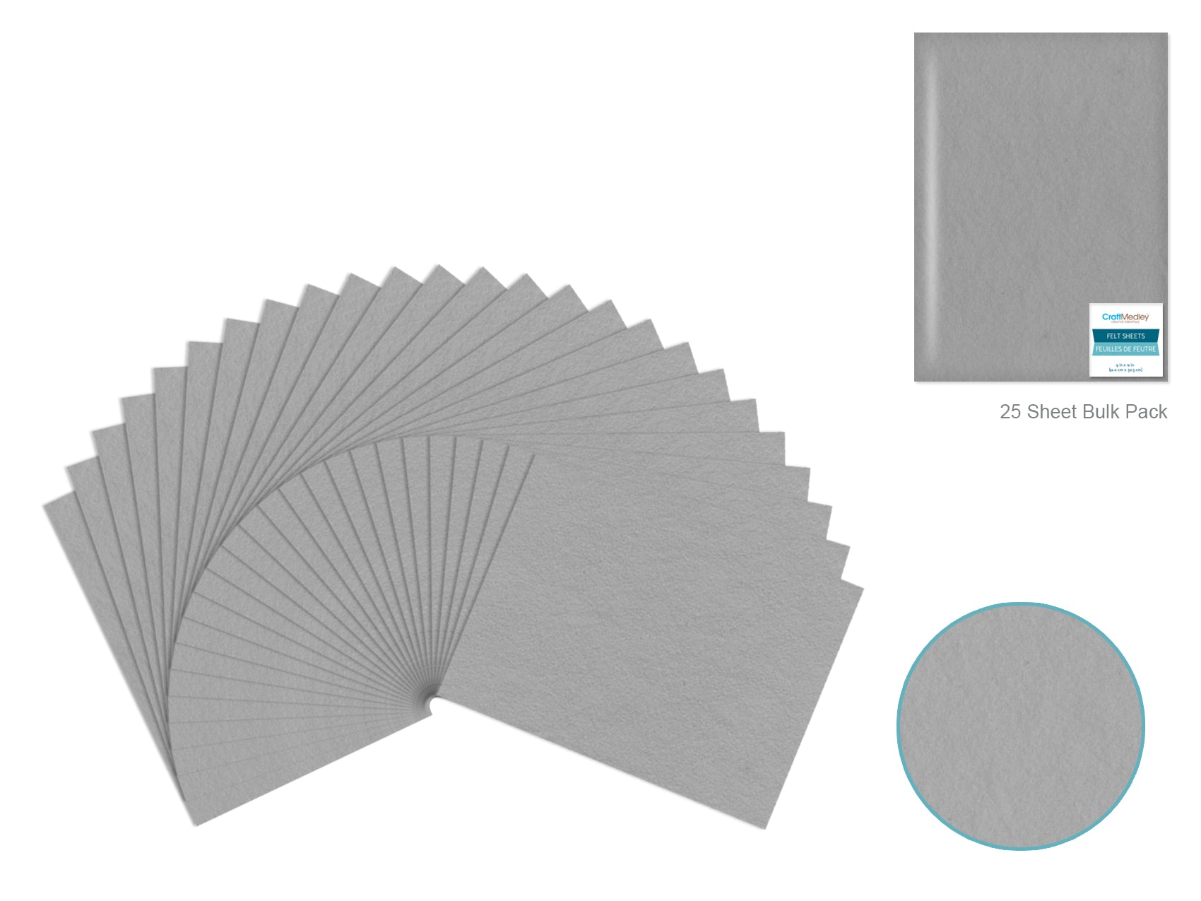Felt Sheets: 9"x12" Premium Bar-Coded G) Grey Silver