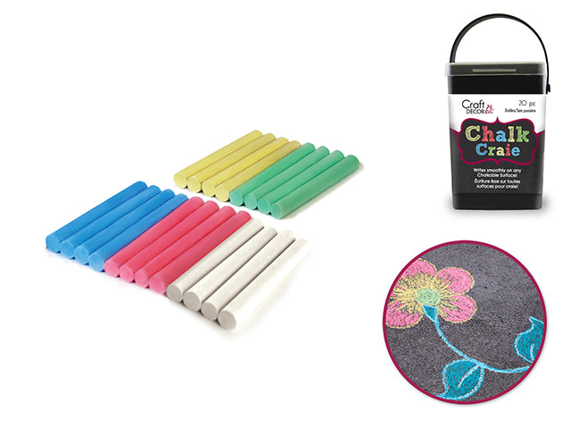 Craft Decor's Chalk-It-Up Dustless Chalk Bucket, 20-Piece in Color Medley