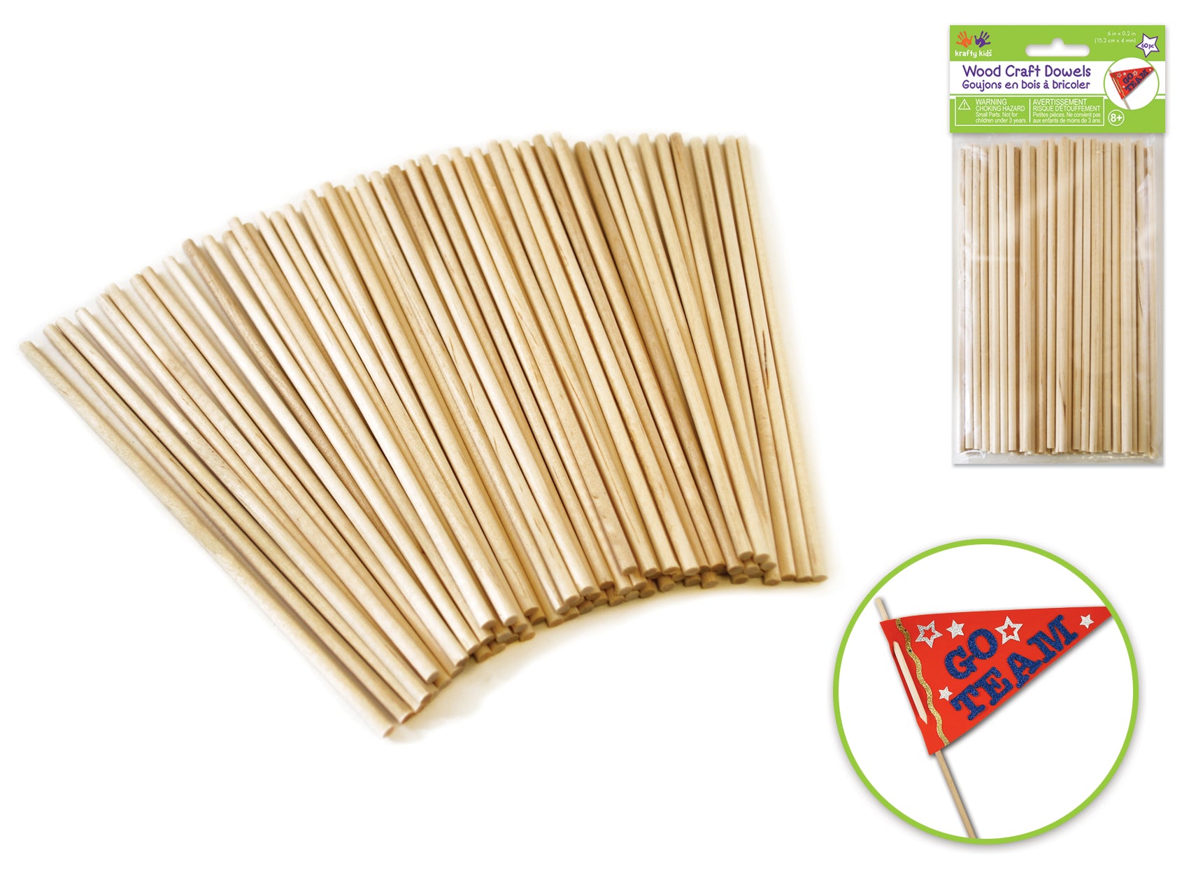 Craftwood Natural Dowel, 5/32" (4mm) x 6", Pack of 60