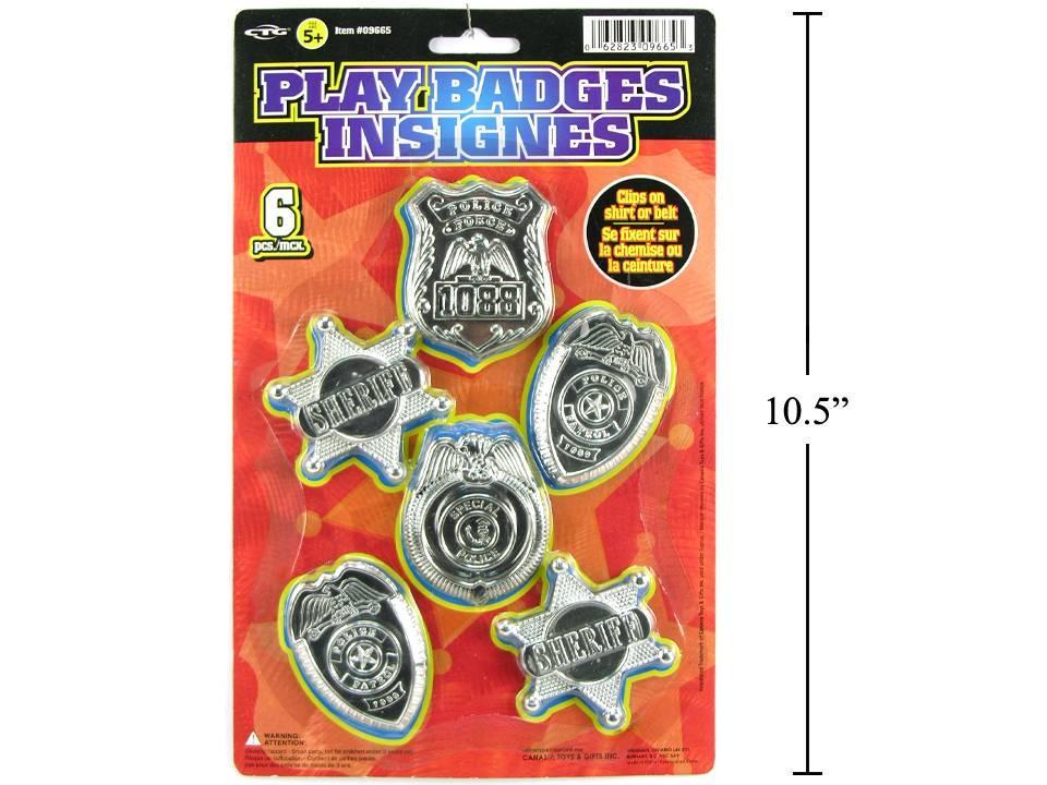 6-Piece Silver-Colored Play Badges Set
