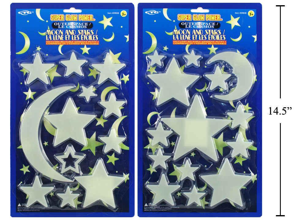 12-14pc Large Super Glow Moon/Star set, 2 styles